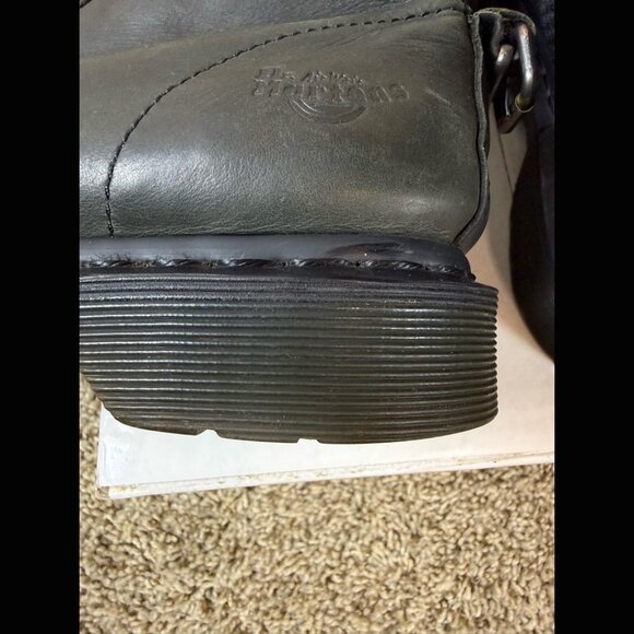 Dr Martens 90s Rustic Black Airwair Combat Boots Plaid Fold Over Motorcycle 8.5 - Picture 10 of 10